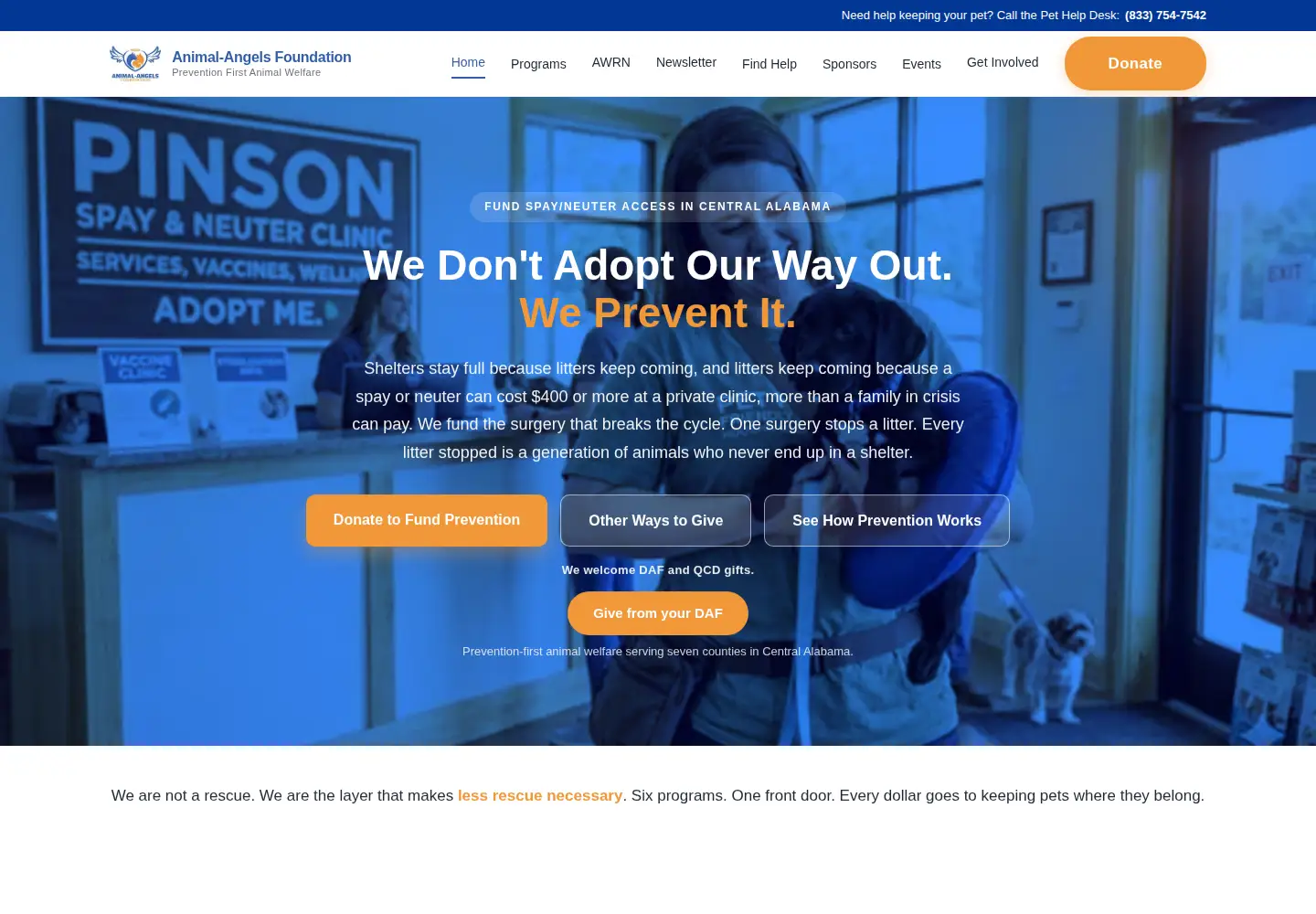 Screenshot of animal-angelsfoundation.org