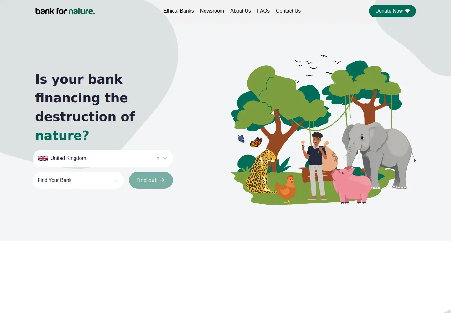 Captured homepage of bankfornature.org in the current scan