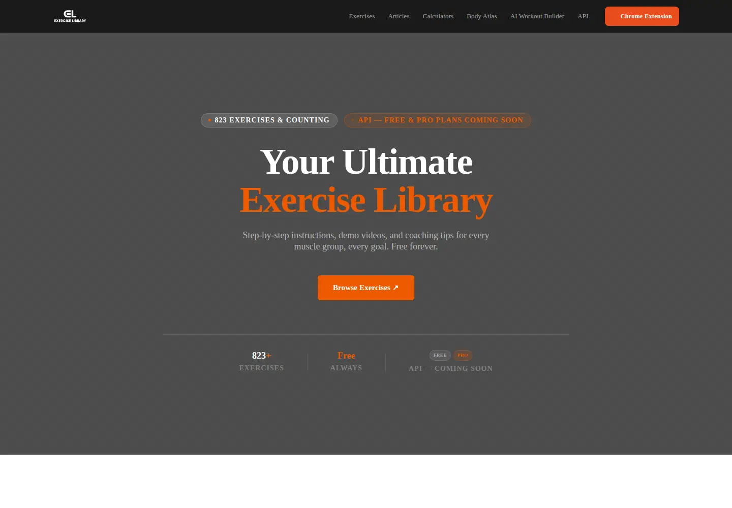Screenshot of exerciselibrary.com