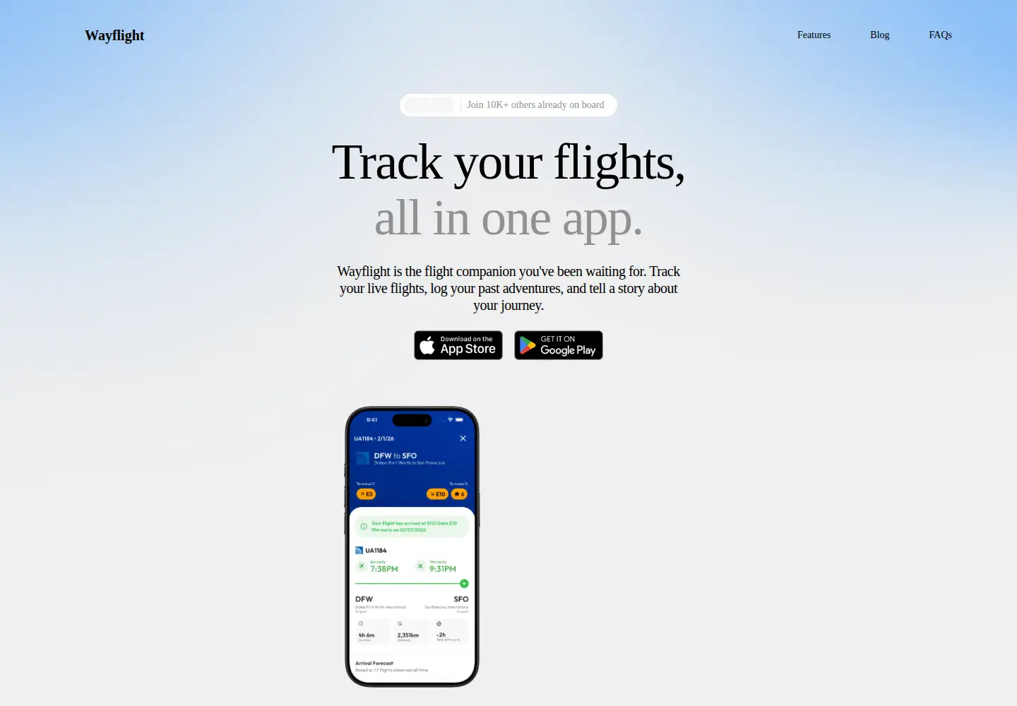 Screenshot of wayflight.app