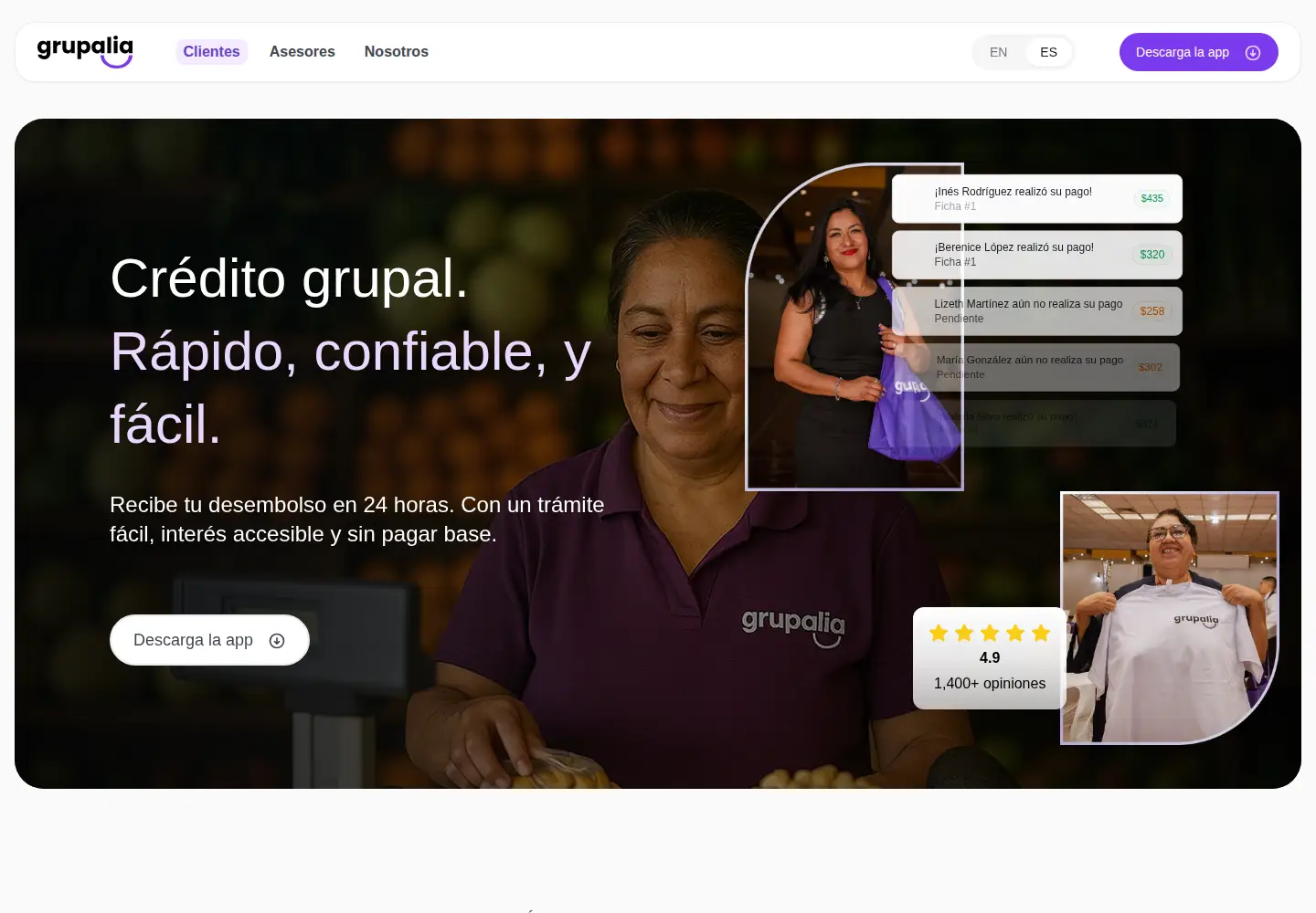 Captured homepage of creditogrupalia.com in the current scan
