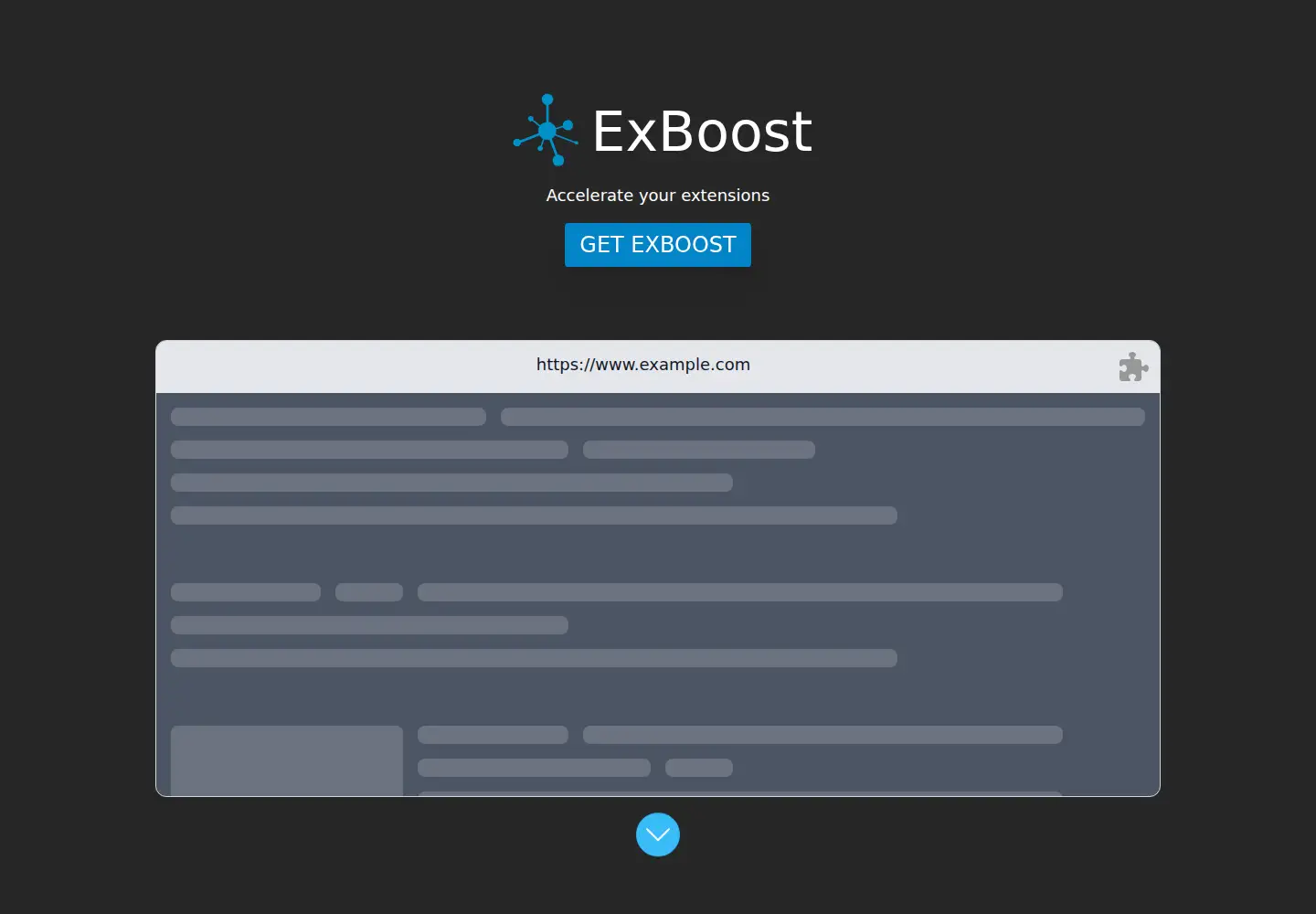 Captured homepage of extensionboost.com in the current scan