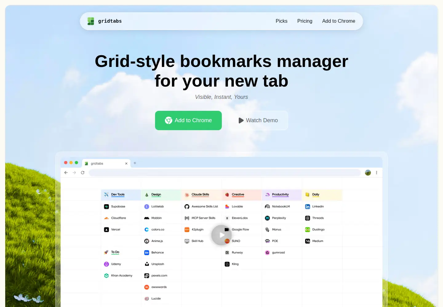Screenshot of gridtabs.com