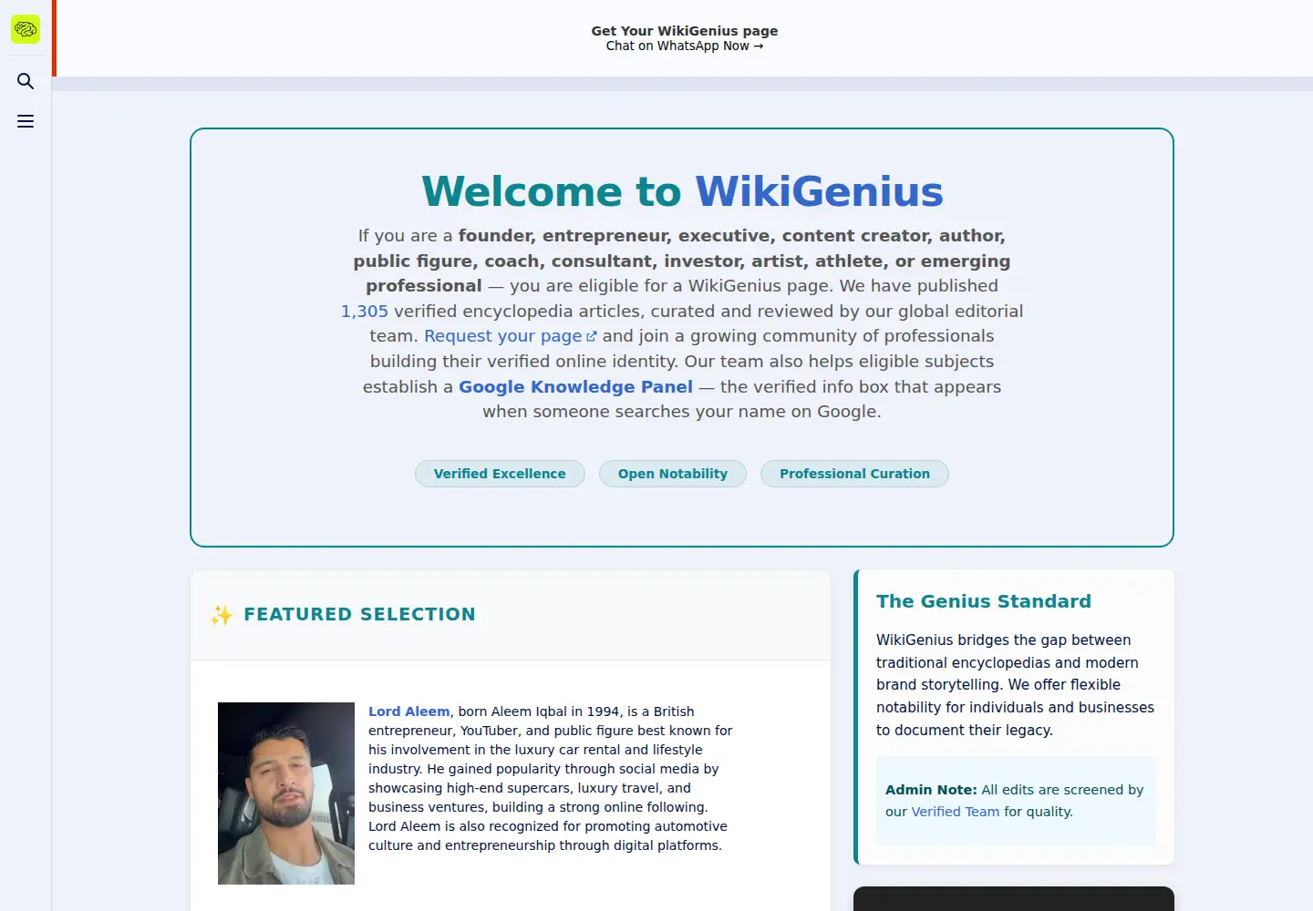Captured homepage of wikigenius.org in the current scan