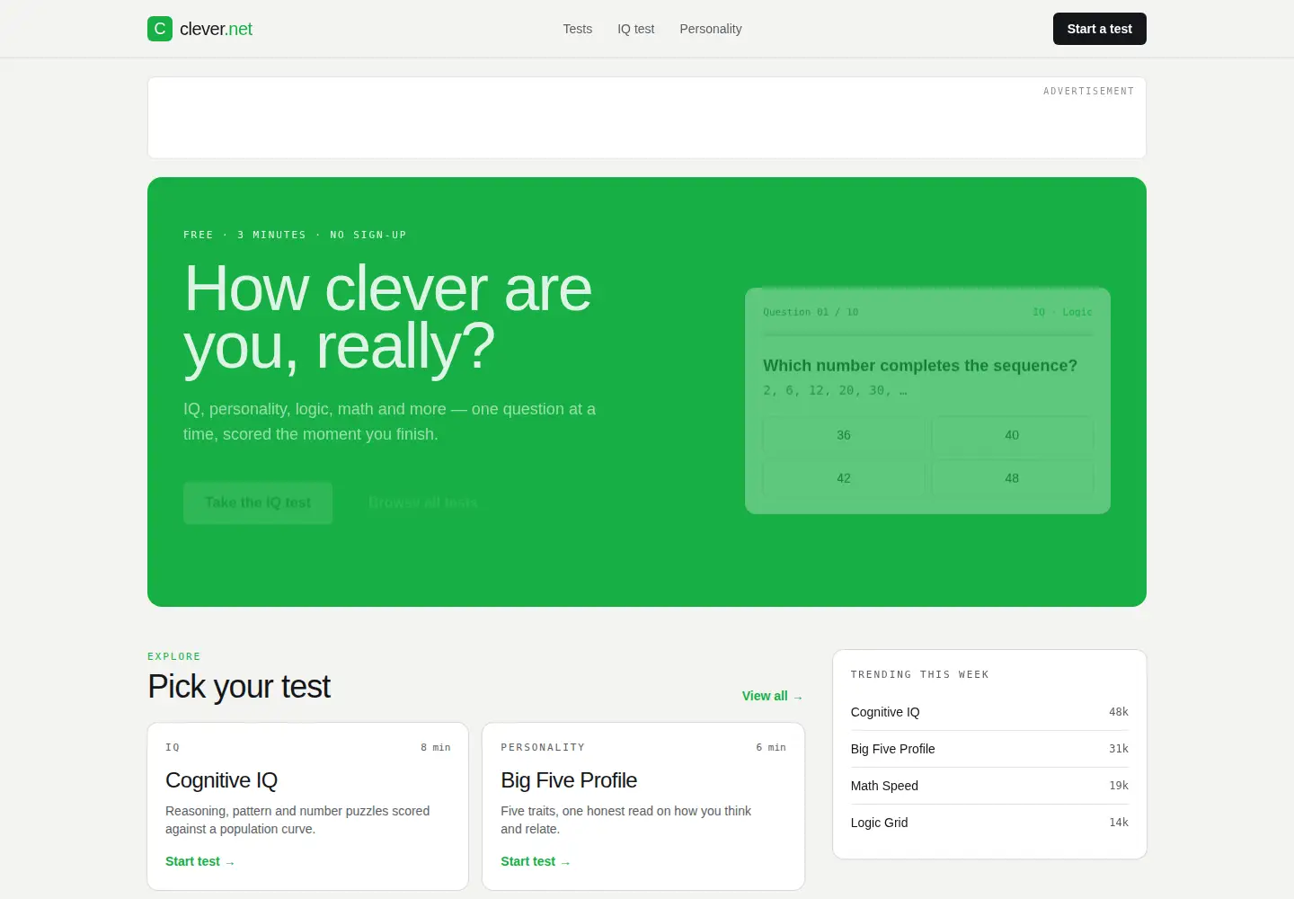Screenshot of clever.net