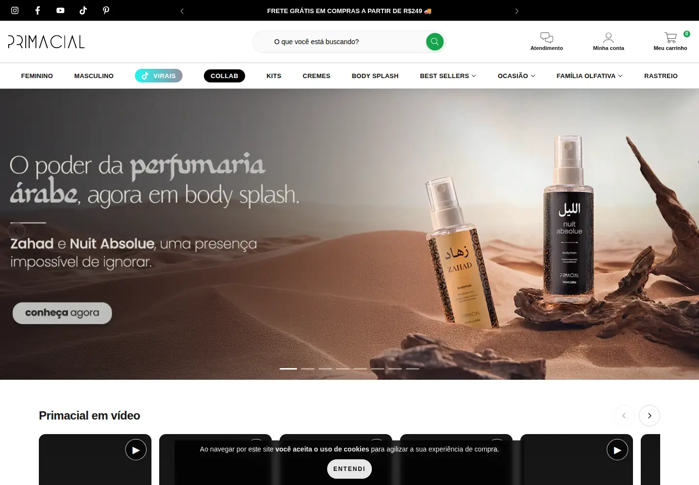 Captured homepage of primacial.com.br in the current scan