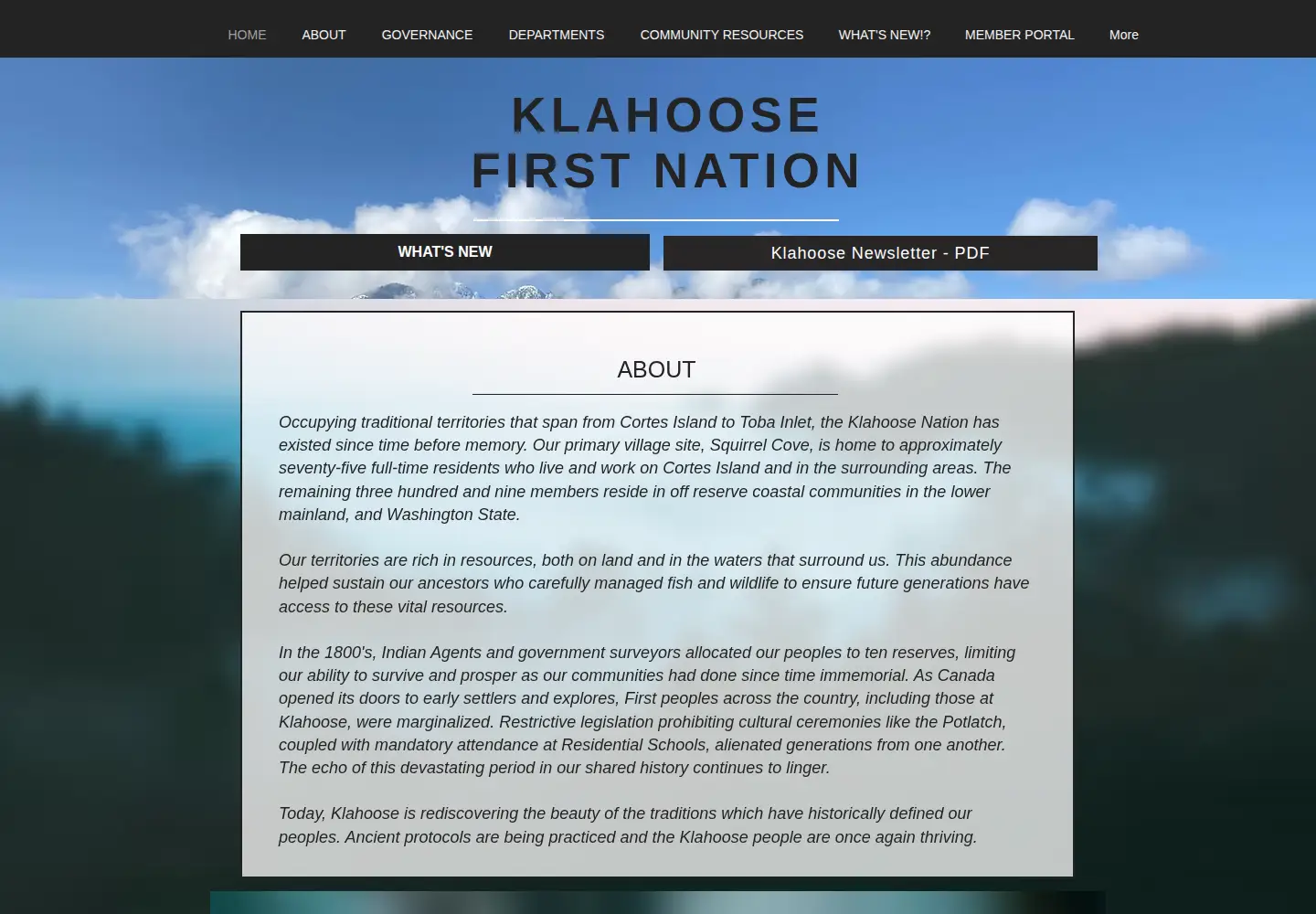 Screenshot of klahoose.org