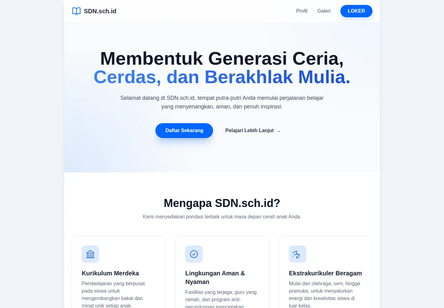 Screenshot of sdn.sch.id
