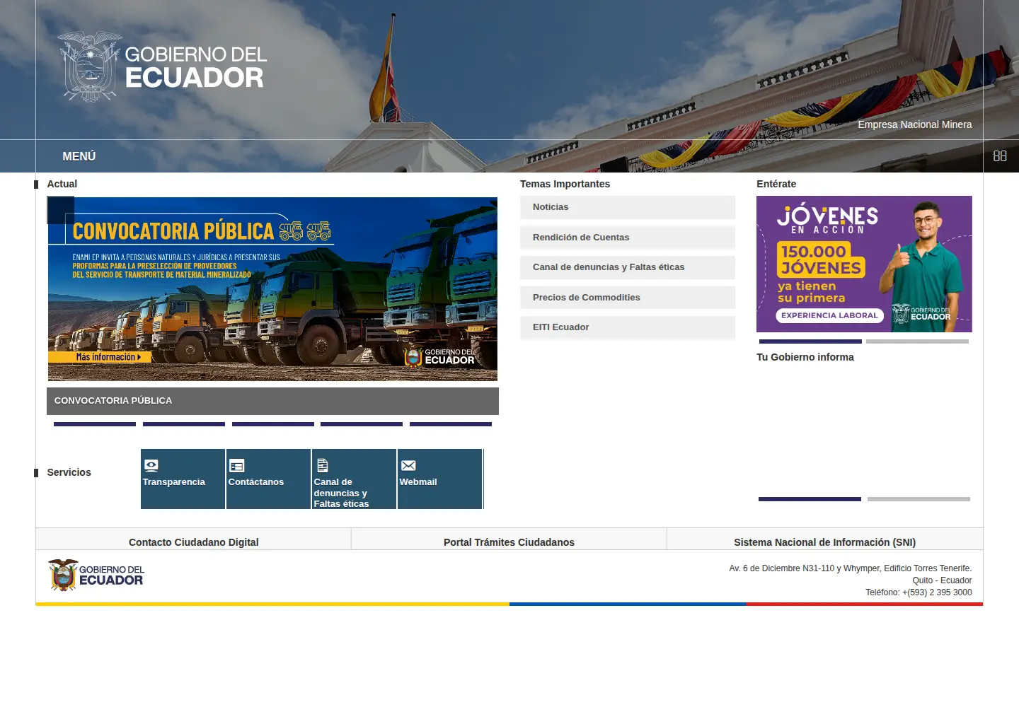 Screenshot of enamiep.gob.ec