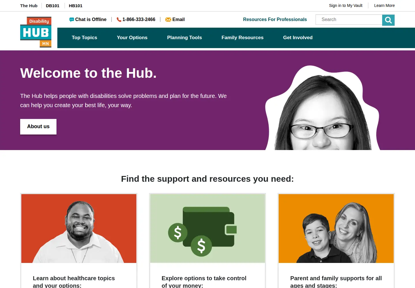 Captured homepage of disabilityhubmn.org in the current scan