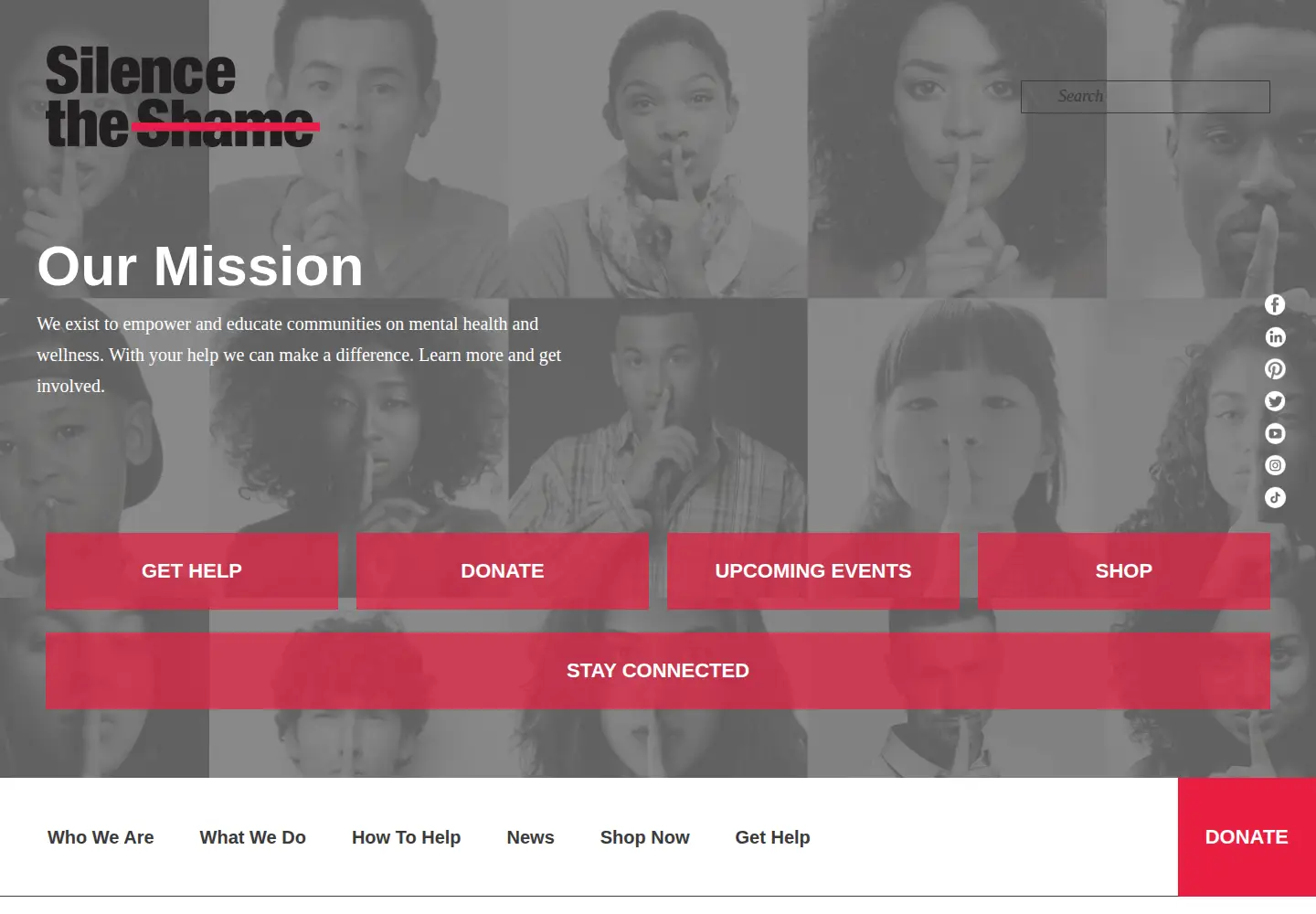 Captured homepage of silencetheshame.com in the current scan