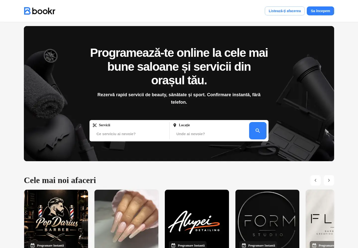 Captured homepage of bookr.ro in the current scan