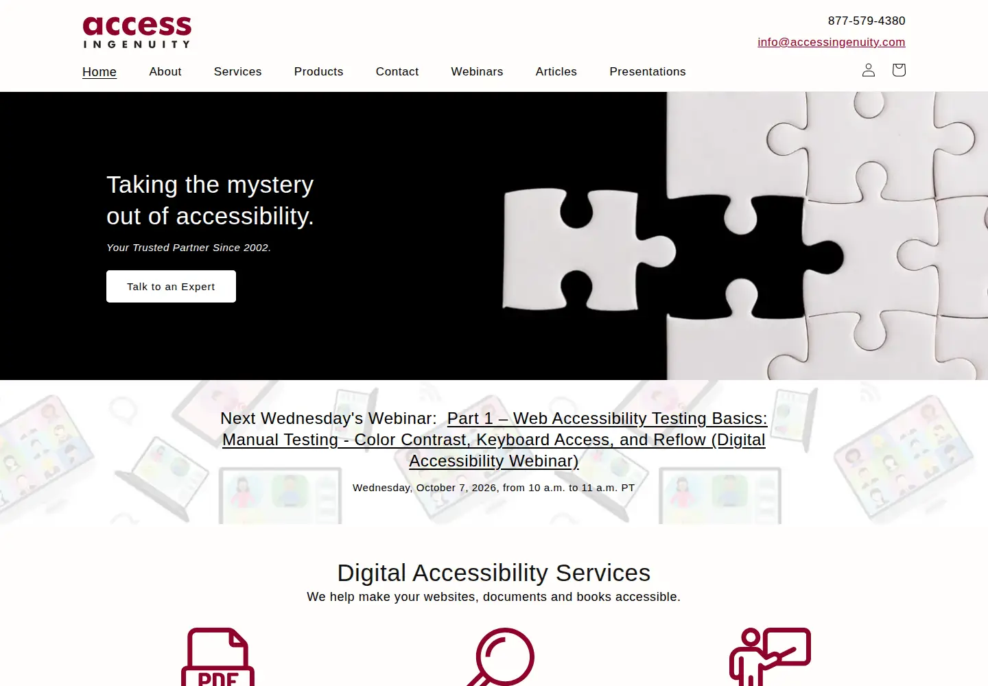 Captured homepage of accessingenuity.com in the current scan