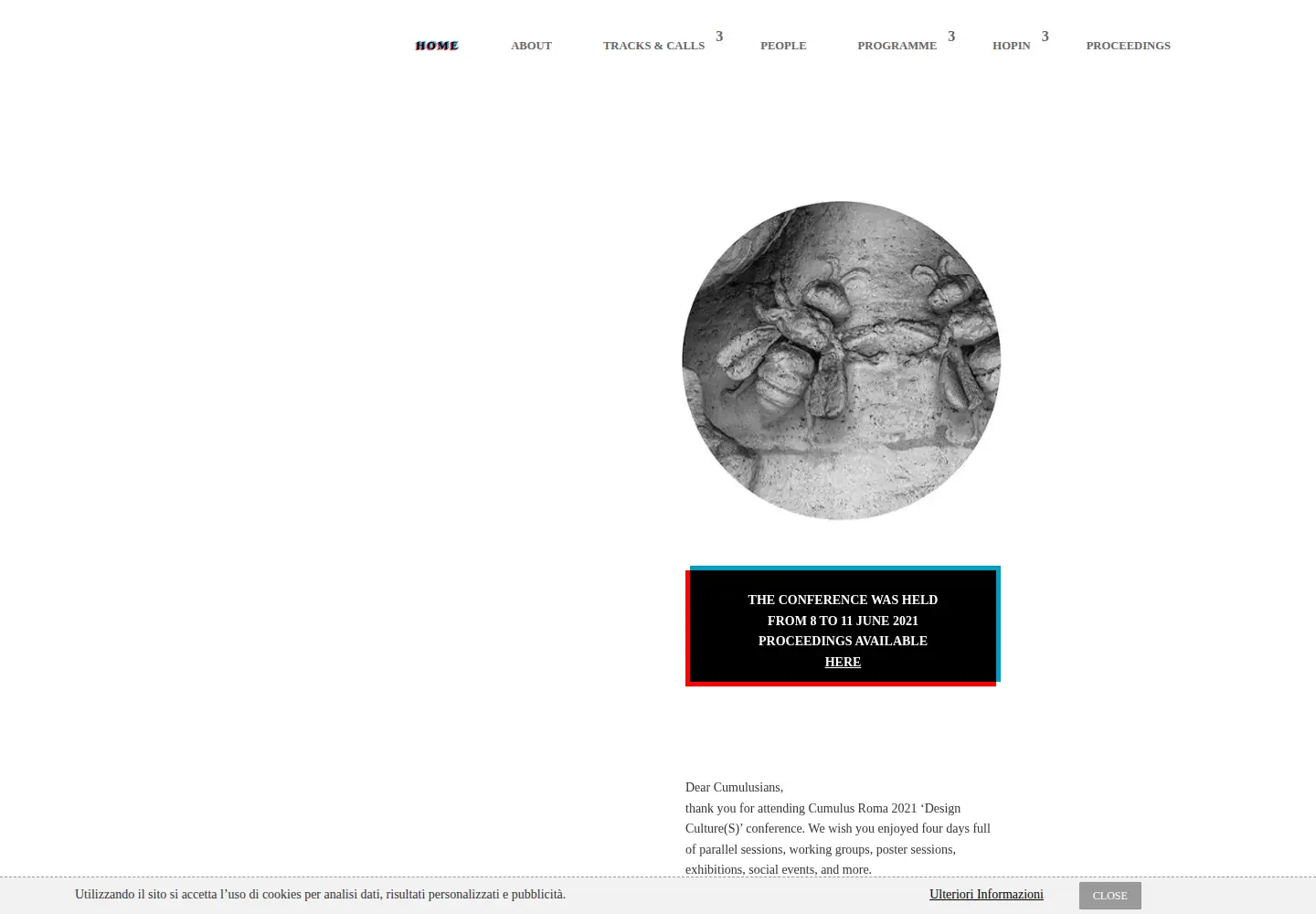 Screenshot of cumulusroma2020.org