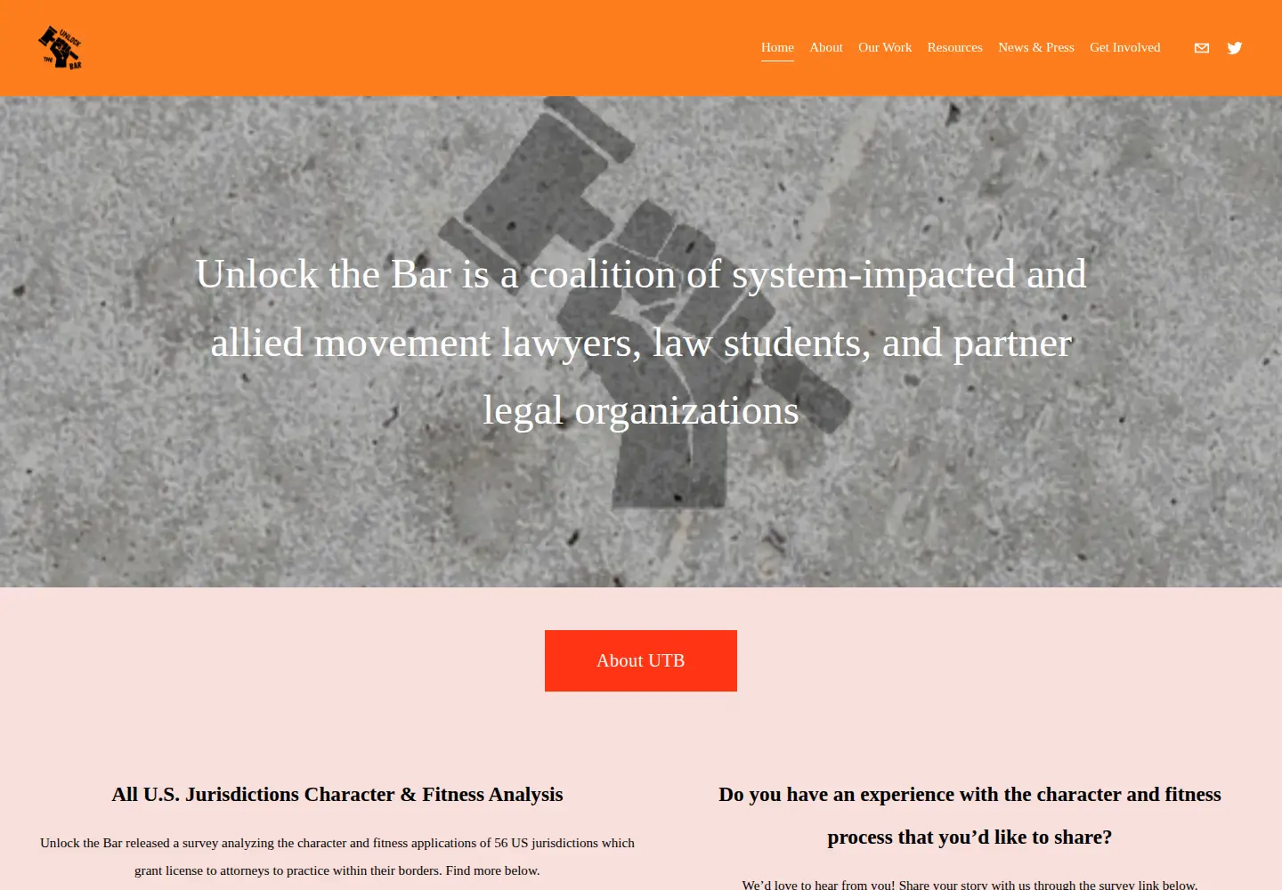 Captured homepage of unlockthebar.org in the current scan
