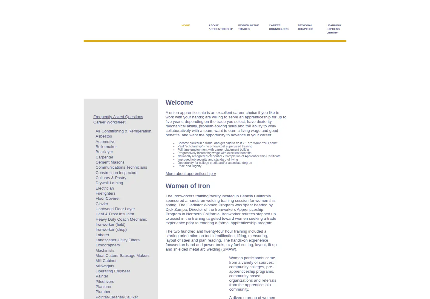 Screenshot of calapprenticeship.org