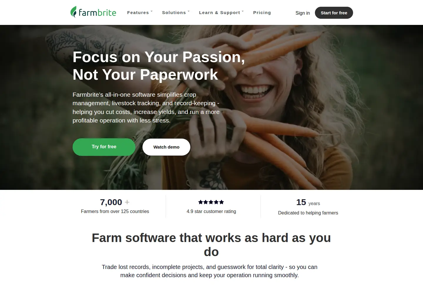 Captured homepage of farmbrite.com in the current scan