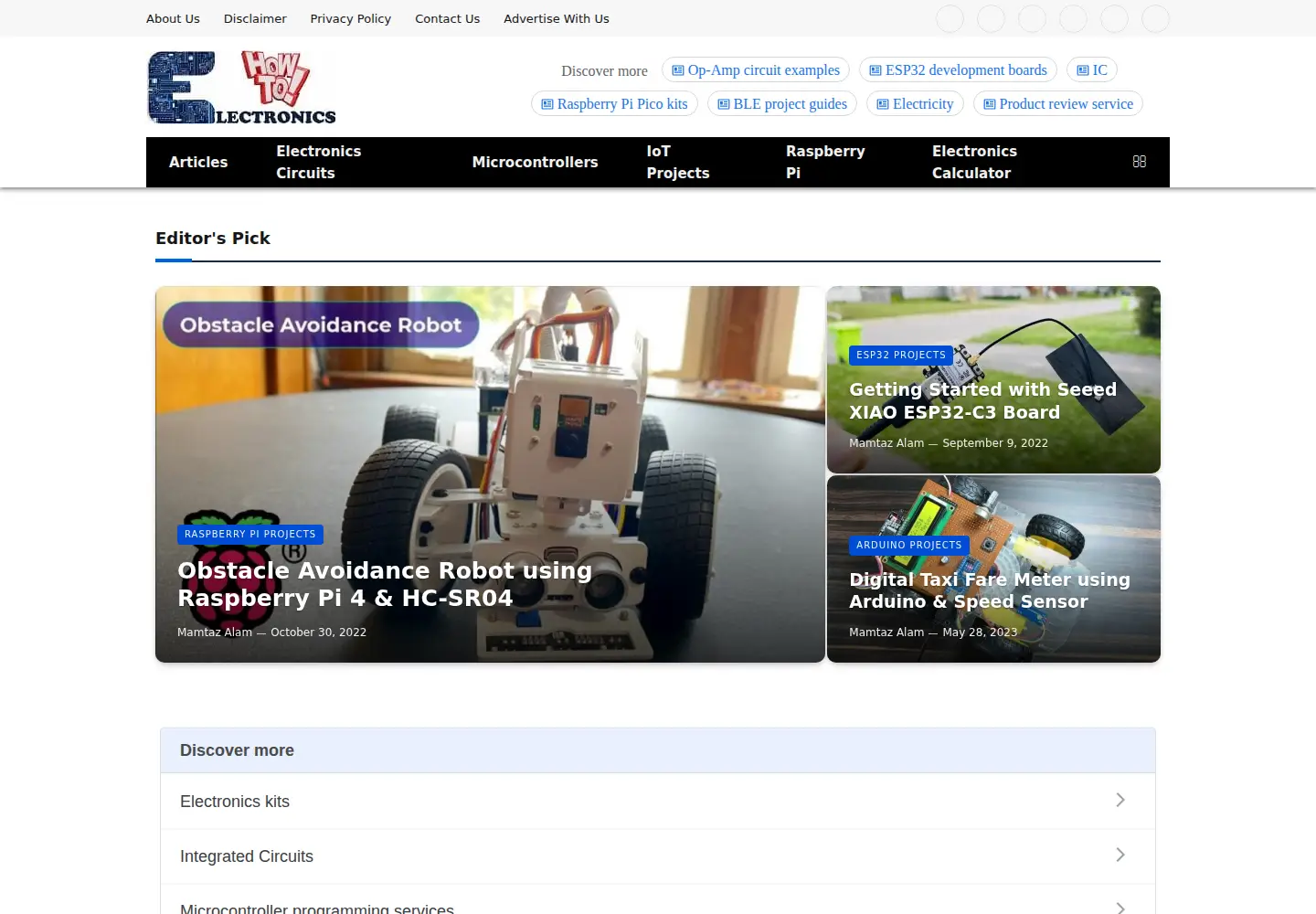 Captured homepage of how2electronics.com in the current scan