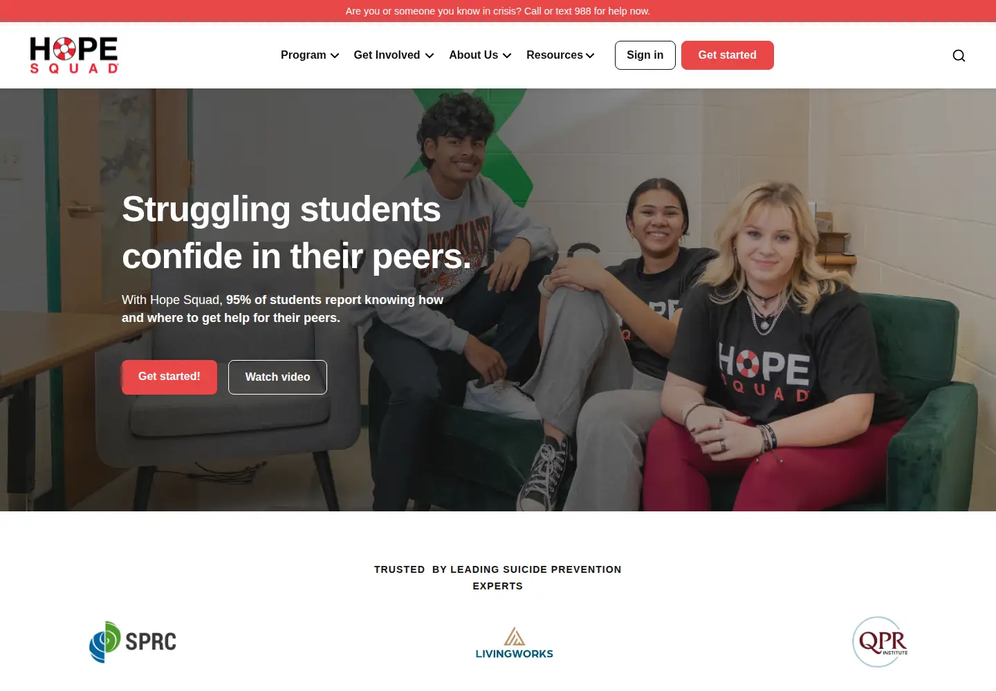 Captured homepage of hopesquad.com in the current scan