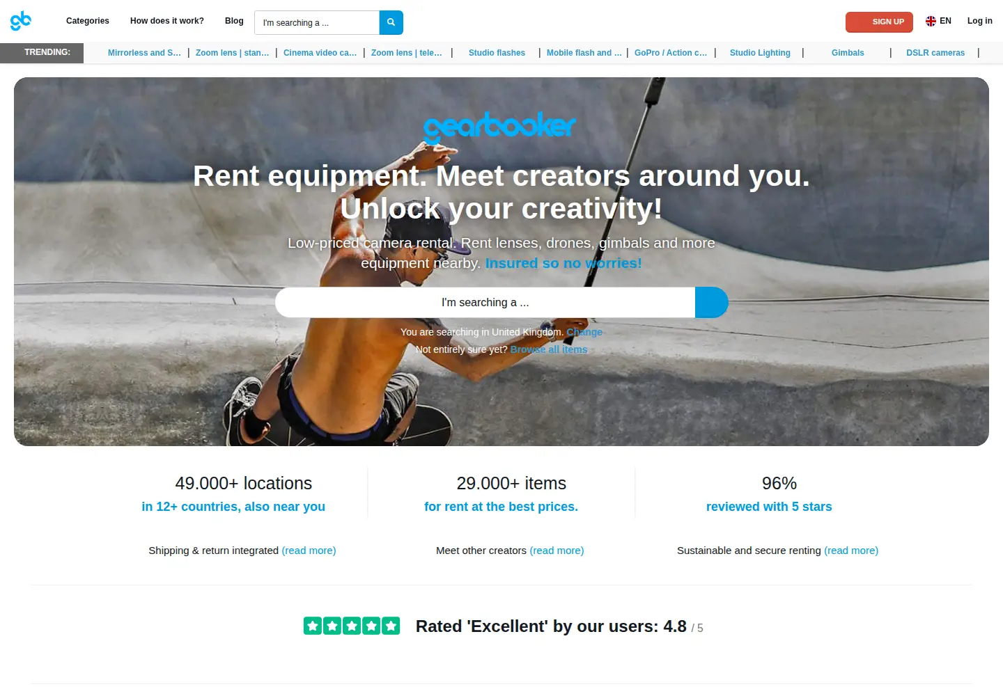Screenshot of gearbooker.com