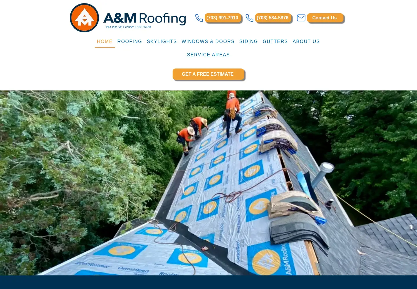 Captured homepage of amroofingva.com in the current scan
