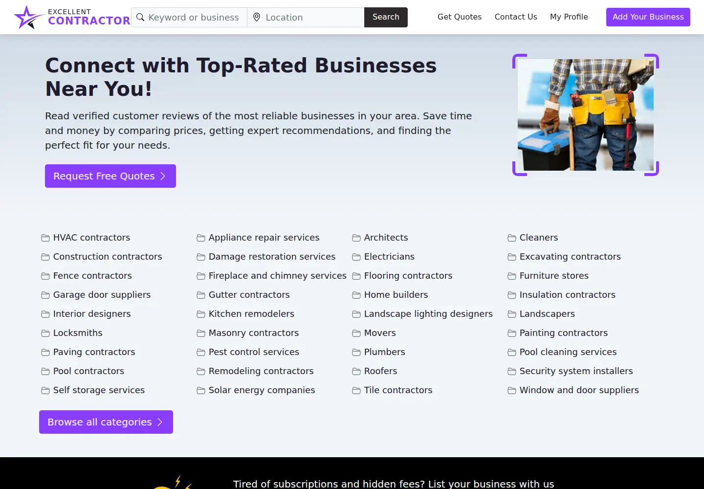 Screenshot of excellentcontractor.com