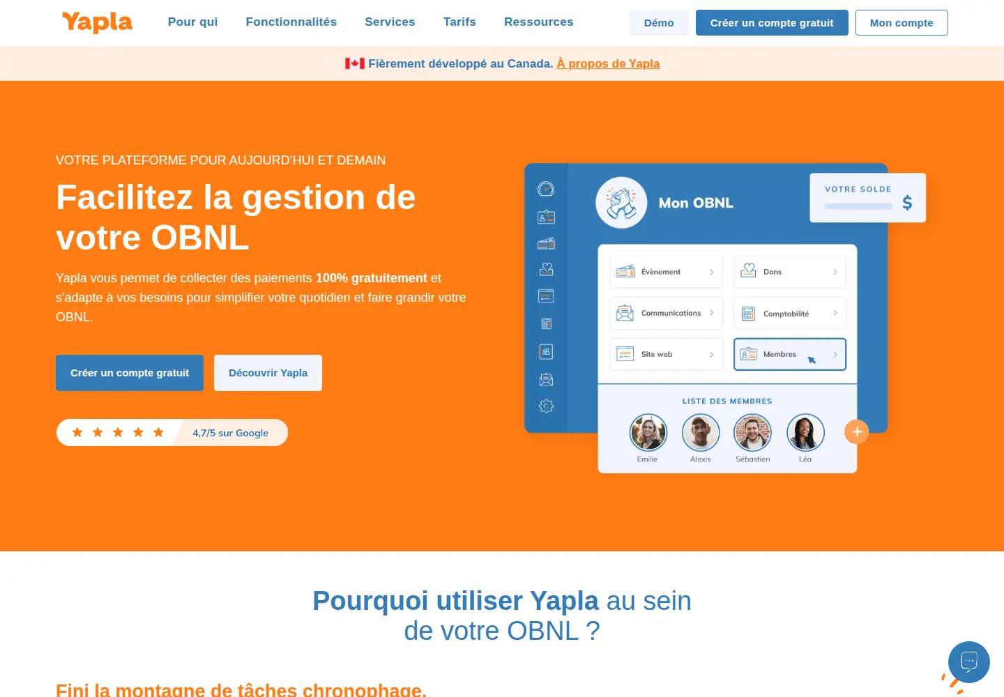 Screenshot of yapla.org