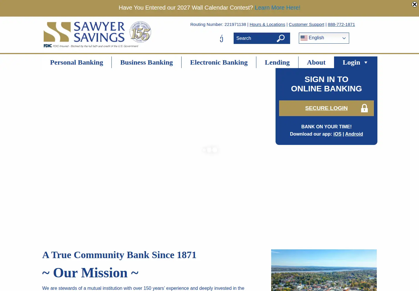 Screenshot of sawyersavings.bank