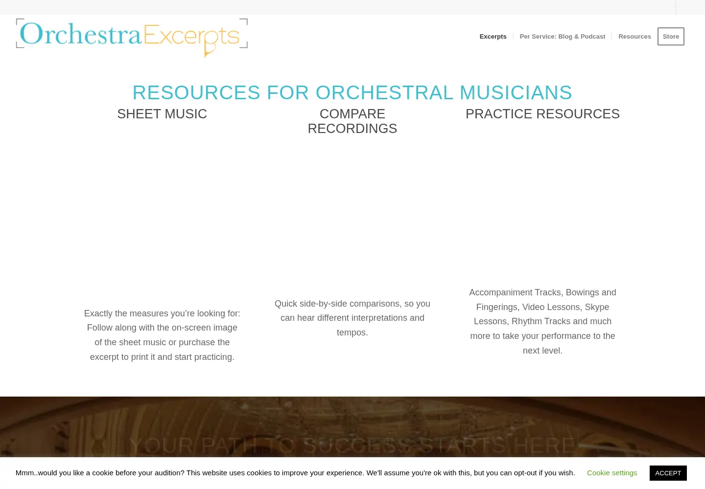 Screenshot of orchestraexcerpts.com