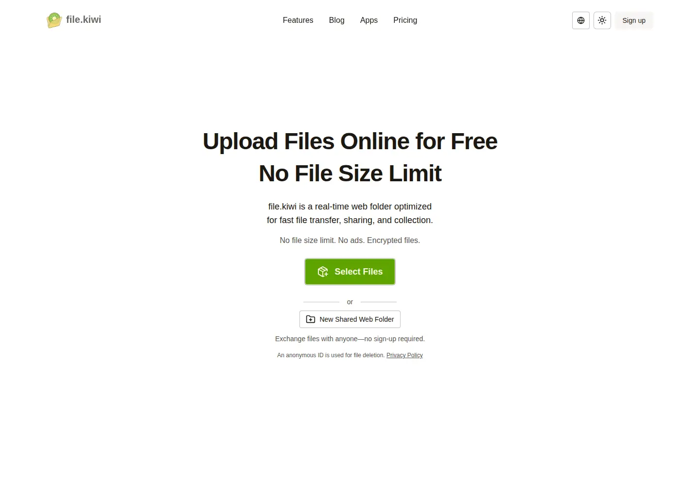 Screenshot of file.kiwi