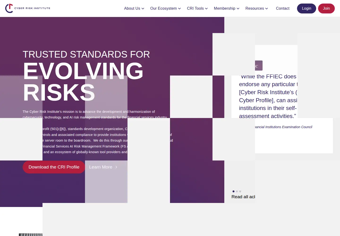 Screenshot of cyberriskinstitute.org