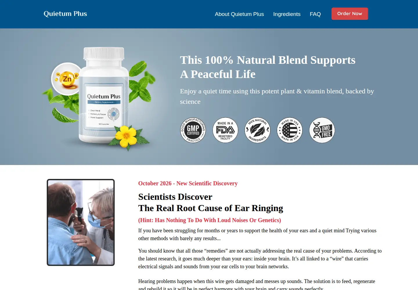 Screenshot of quietumplus.com