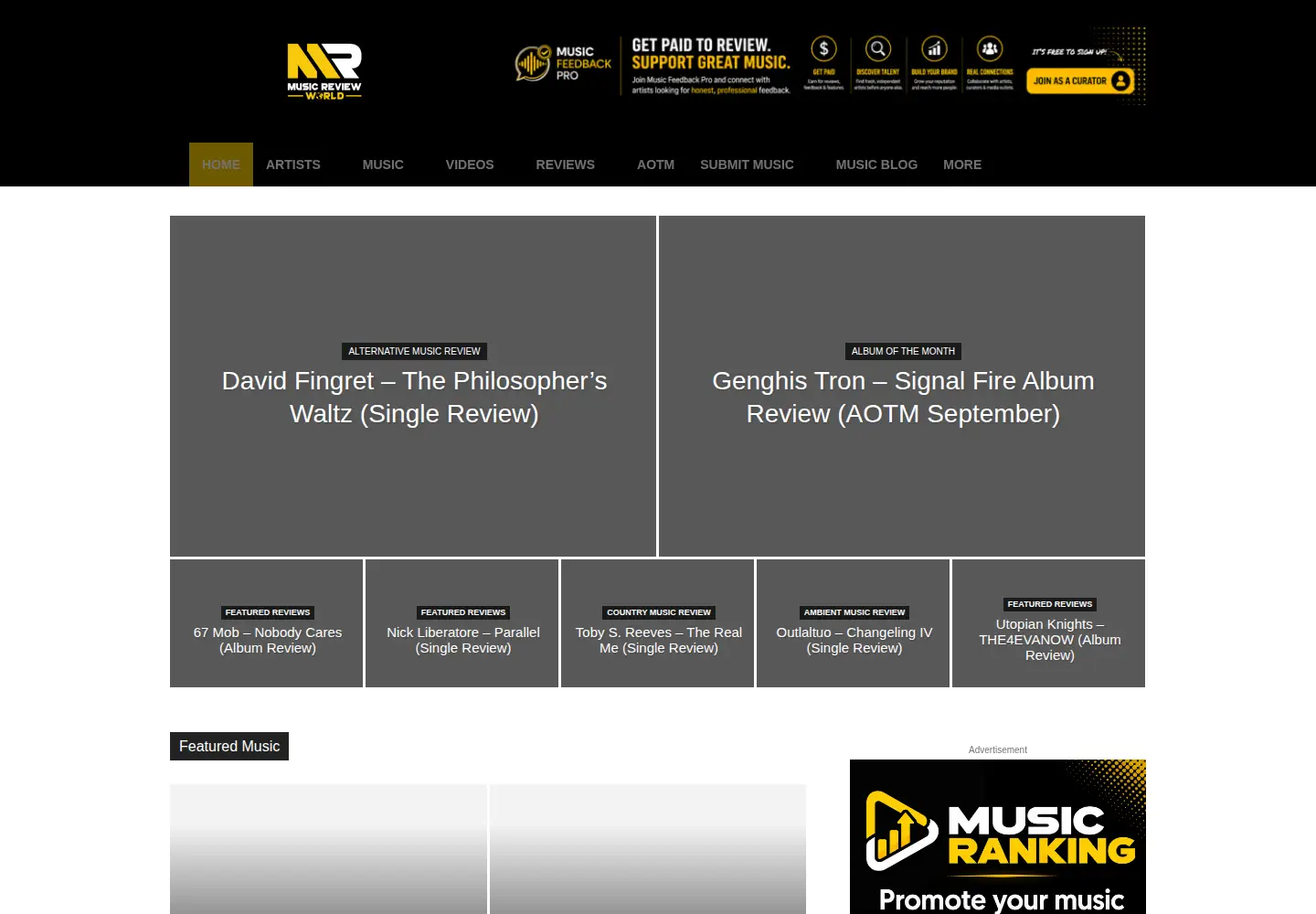 Screenshot of musicreviewworld.com