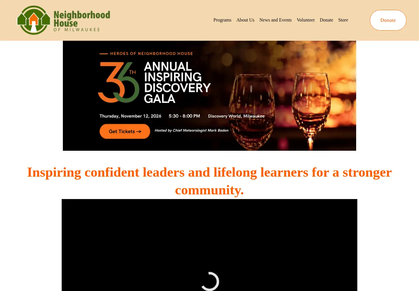 Captured homepage of neighborhoodhousemke.org in the current scan