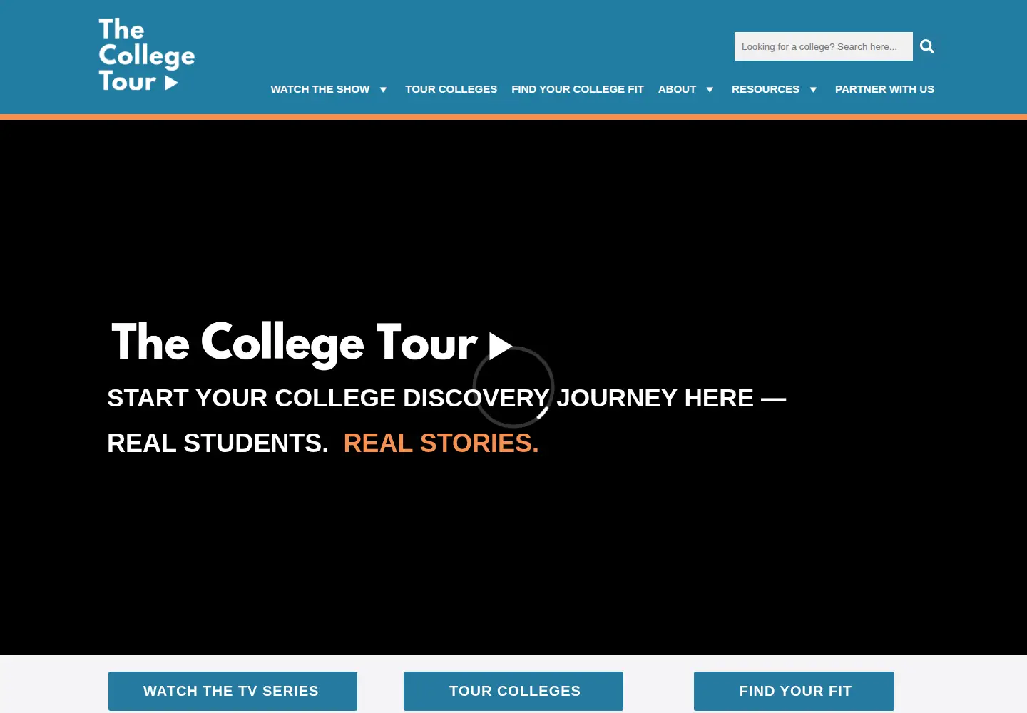 Captured homepage of thecollegetour.com in the current scan
