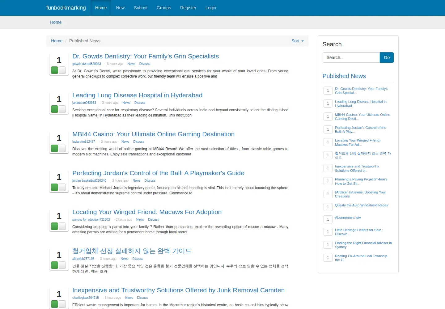 Screenshot of funbookmarking.com