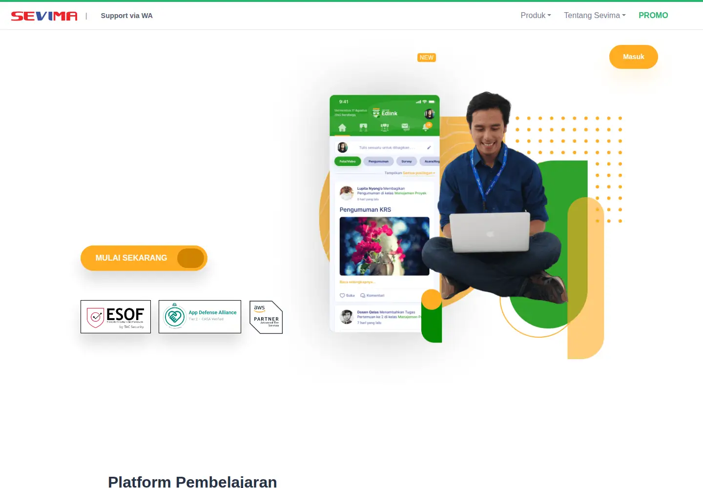 Captured homepage of edlink.id in the current scan