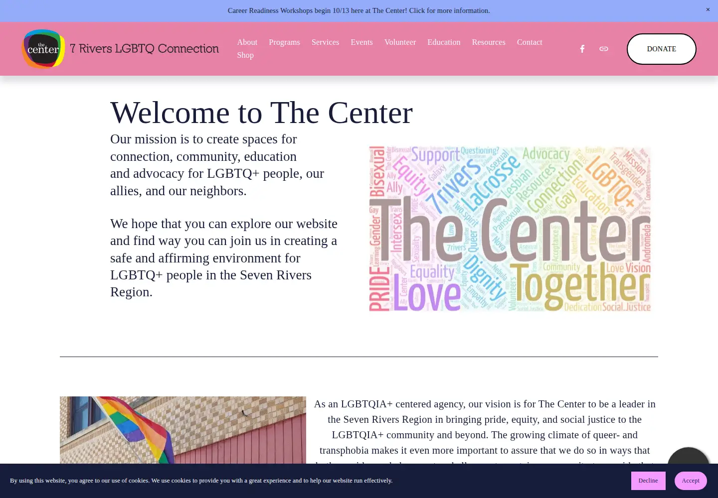 Captured homepage of 7riverslgbtq.org in the current scan