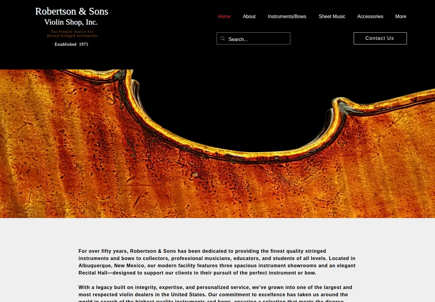 Screenshot of robertsonviolins.com