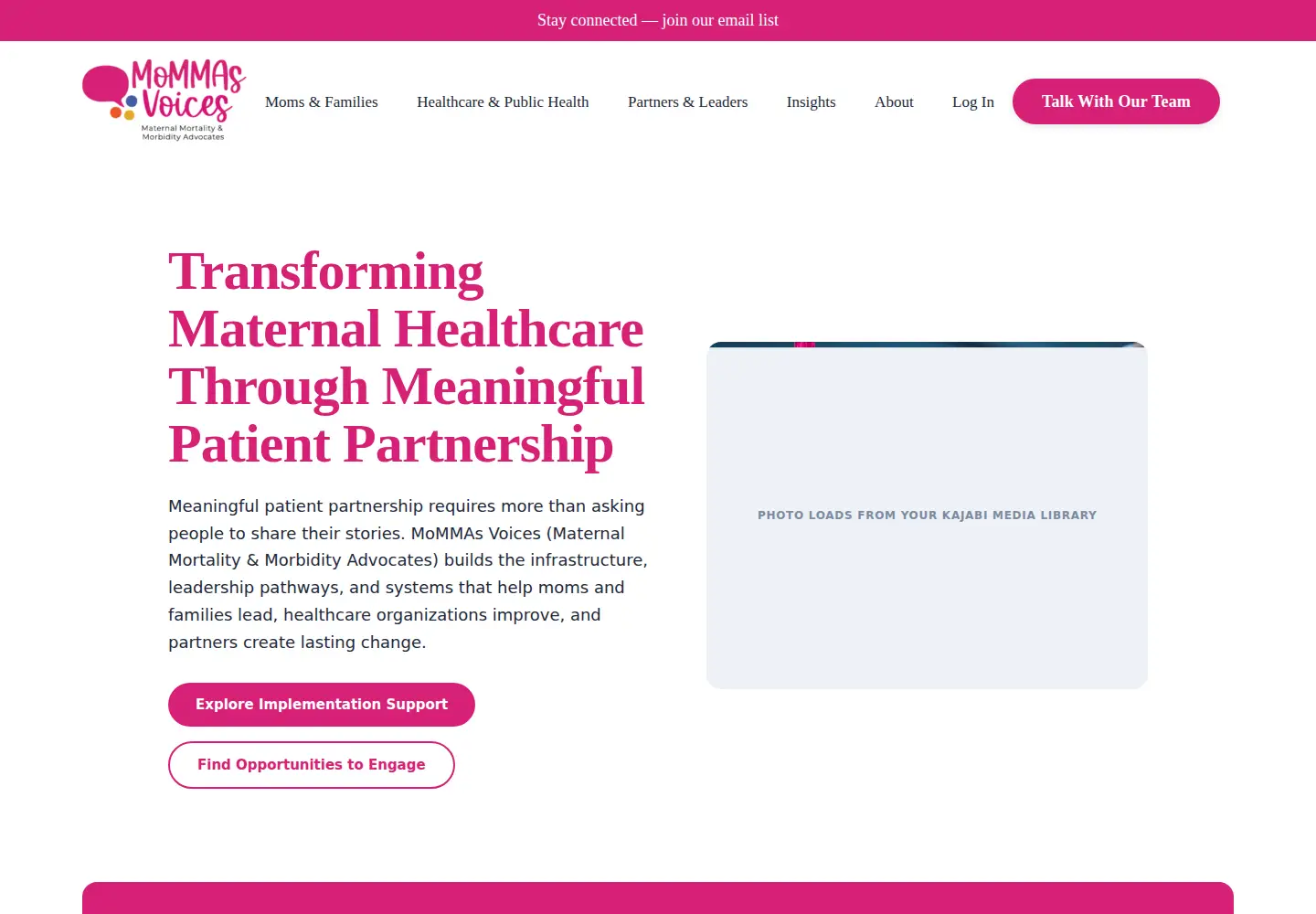 Screenshot of mommasvoices.org