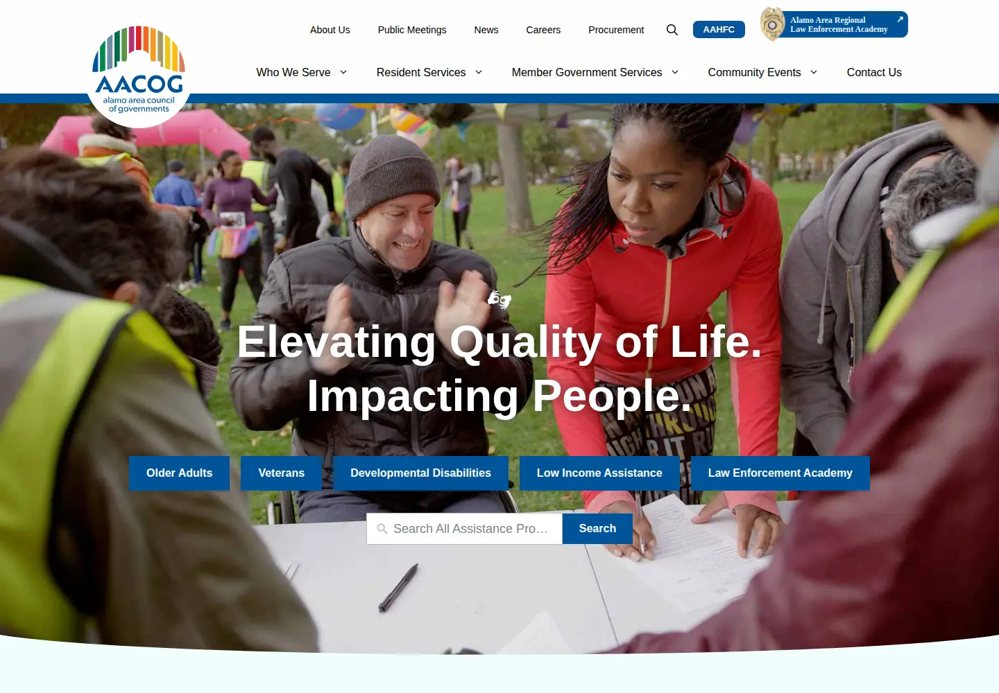 Captured homepage of aacog.gov in the current scan