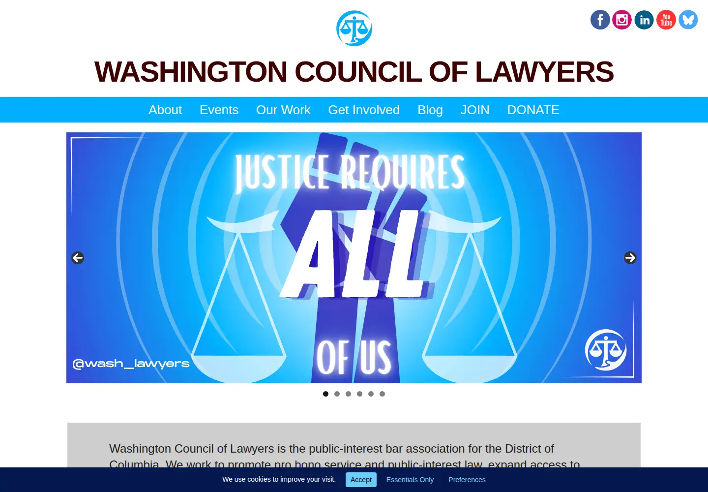 Captured homepage of wclawyers.org in the current scan