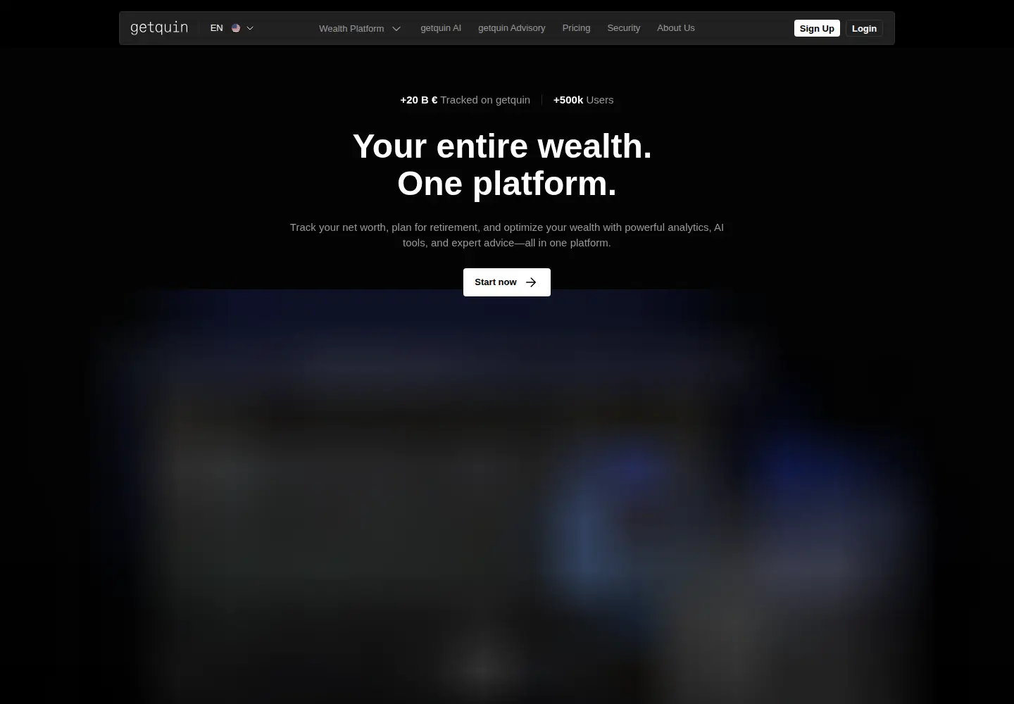Captured homepage of getquin.com in the current scan