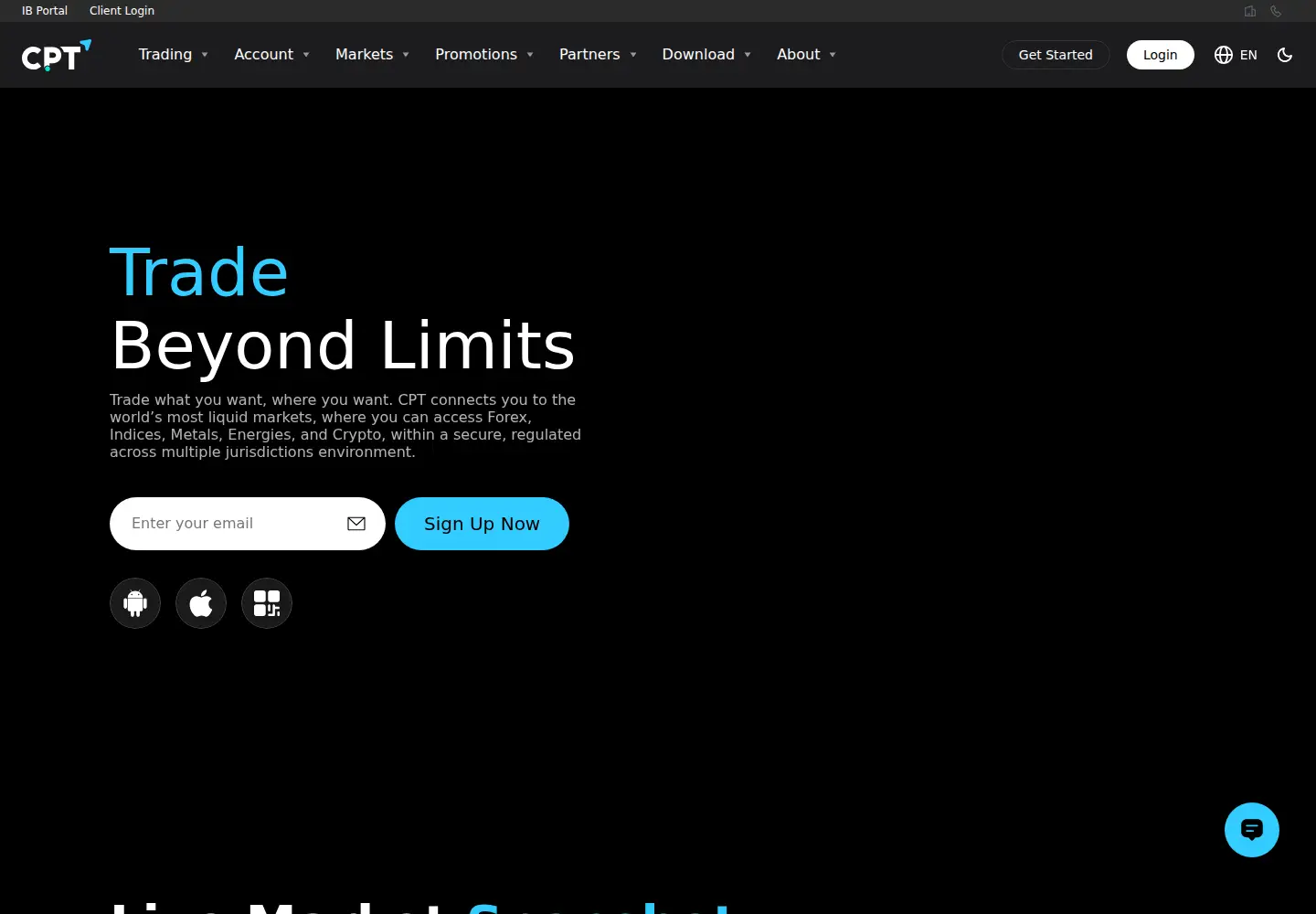 Captured homepage of cptmarkets.com in the current scan