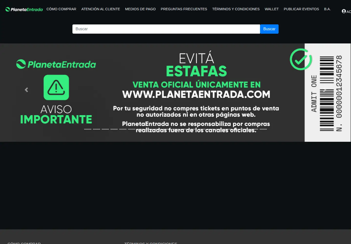 Screenshot of planetaentrada.com