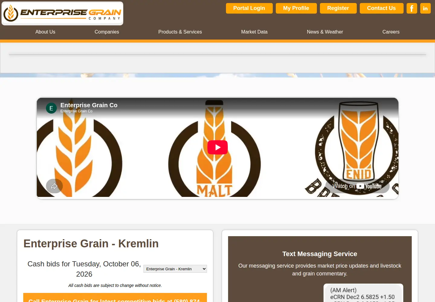 Screenshot of enterprisegrain.com