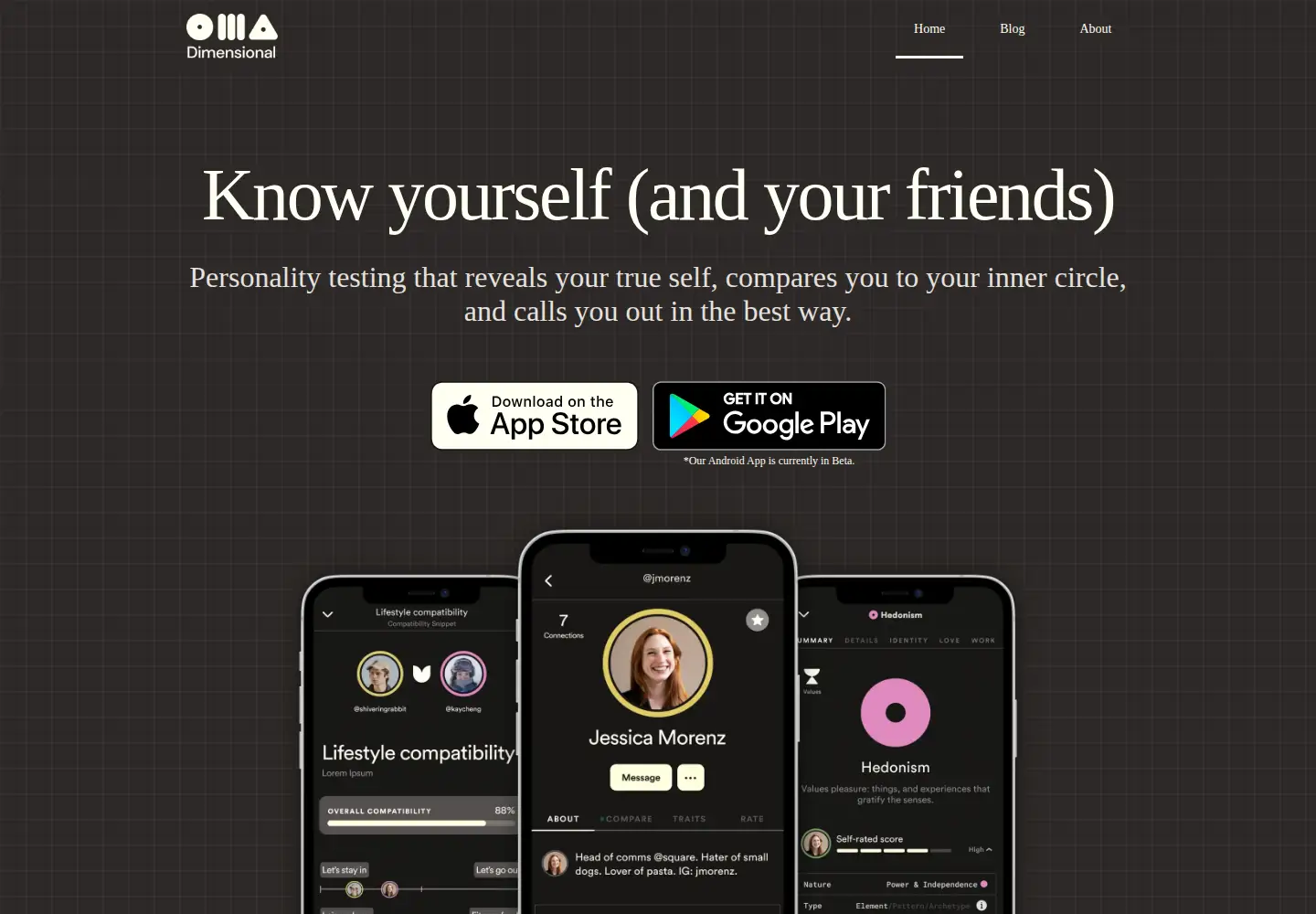 Screenshot of dimensional.me