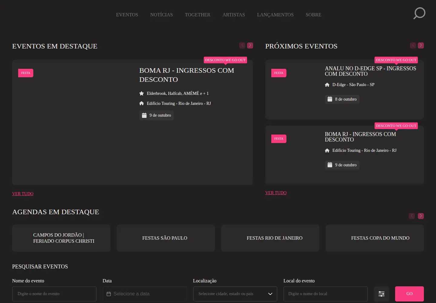 Screenshot of wegoout.com.br