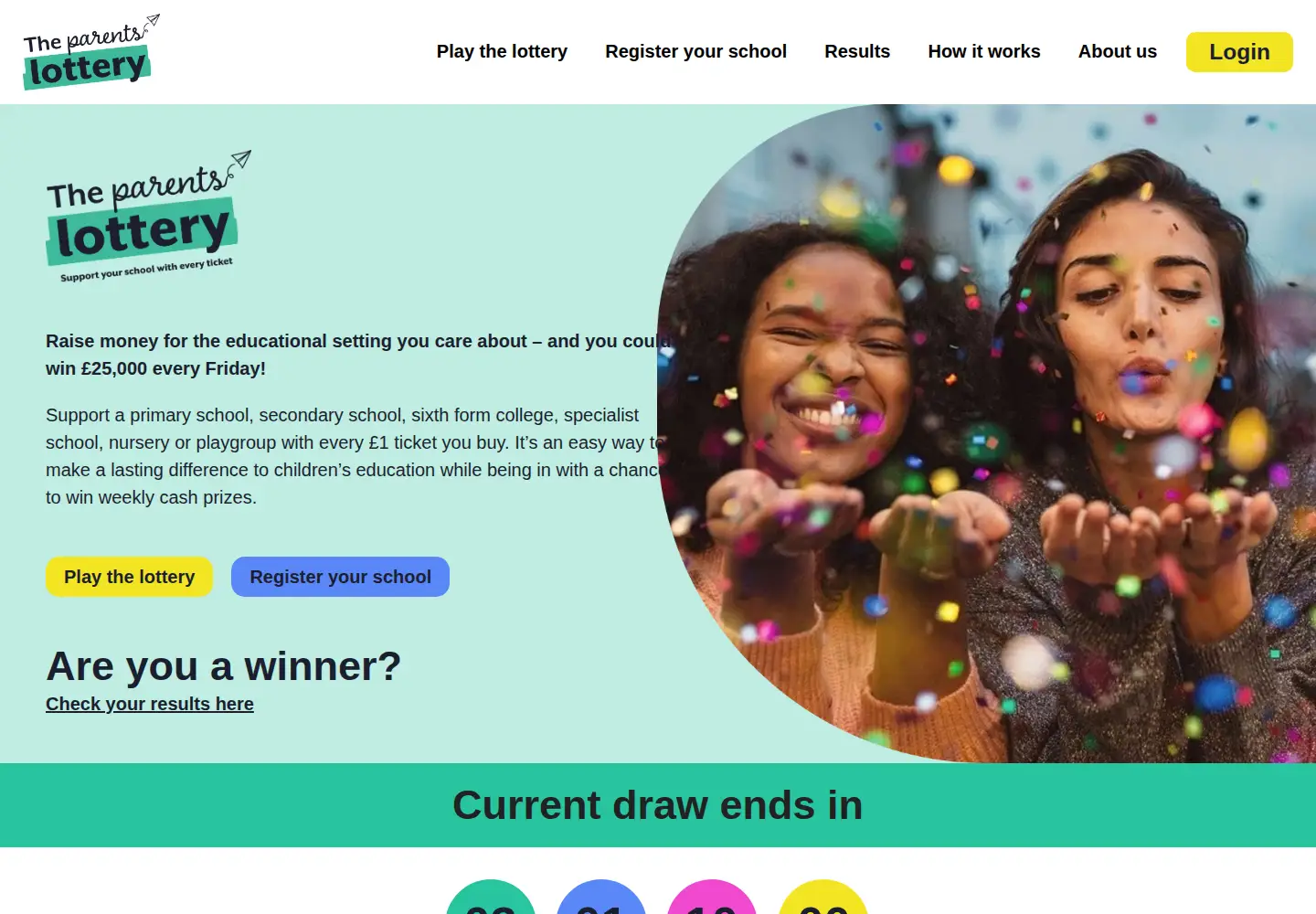 Captured homepage of theparentslottery.org in the current scan