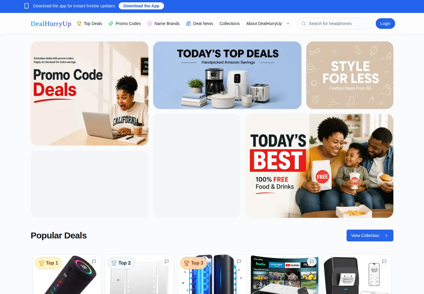 Screenshot of dealhurryup.com